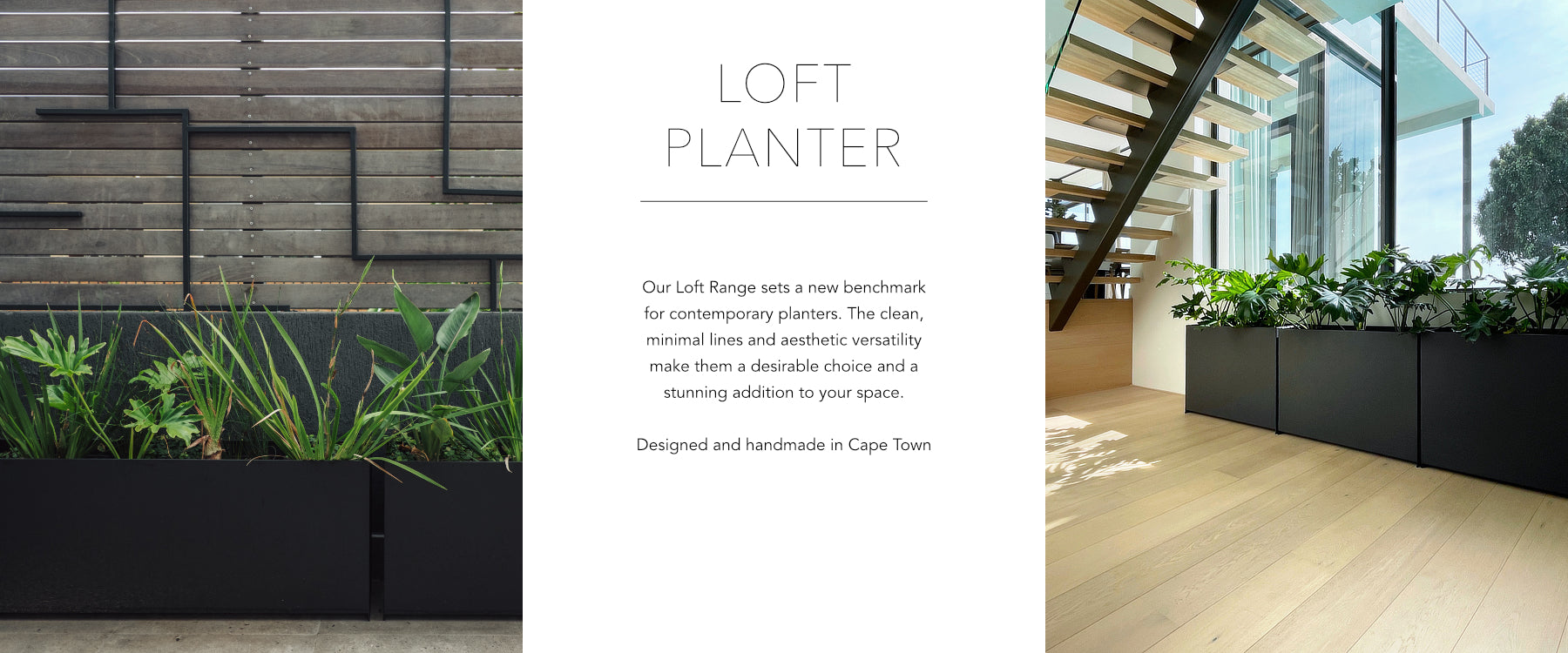 Plantr Conica, contemporary modern steel planters, black iron timber round pot plants cape town Loft Planter
