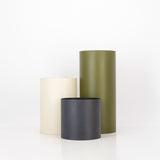 et of three Large metal planters with self-watering liner