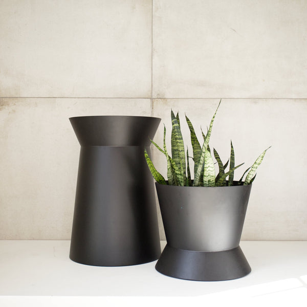 Plantr | Conva Planter - hourglass black steel pot plant | Interior, Outdoor, or custom pround plant pot. Contemporary, modern planters  Edit alt text