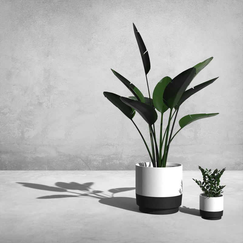 Plantr | Onyx Concret pot plant. Fibre clay indoor outdoor concrete planter black & white